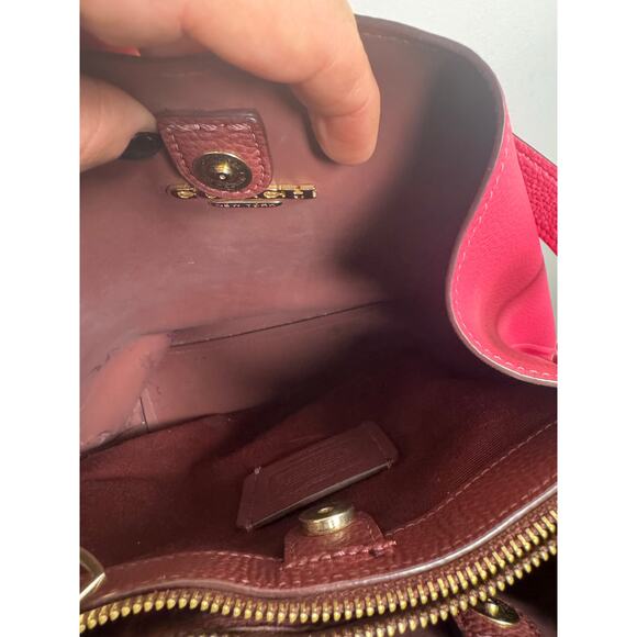 Coach Small Town Bucket Bag in Polished Pebble Leather, Hot Pink - Picture 8 of 13